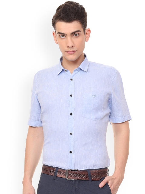 

Van Heusen Sport Men Blue Slim Fit Solid Linen Semiformal Shirt