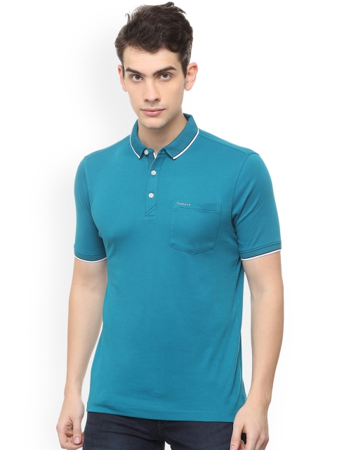 

Van Heusen Men Blue Solid Polo Collar Pure Cotton T-shirt