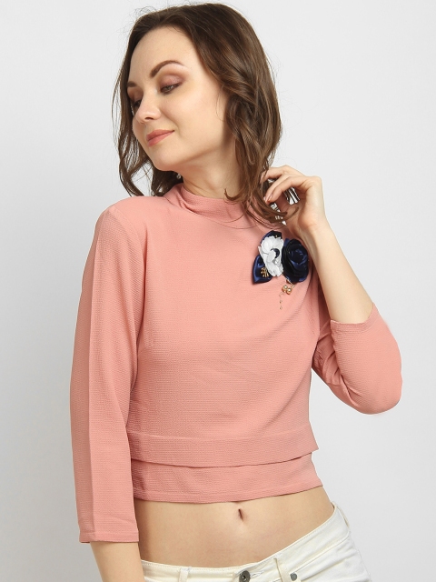 

LA LOFT Women Peach-Coloured Solid Top