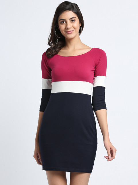 

Trend Arrest Women Navy Blue Colourblocked T-shirt Dress