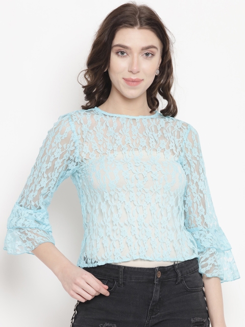 

Abiti Bella Women Sea Green Self Design Top