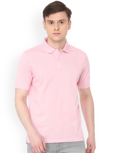 

Louis Philippe Men Pink Solid Polo Collar T-shirt