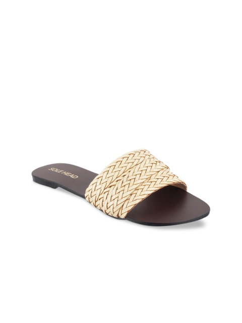 

SOLE HEAD Women Beige Woven Design Open Toe Flats