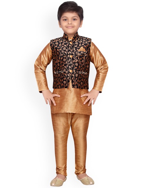 

Aj DEZInES Boys Brown Solid Kurta with Pyjamas