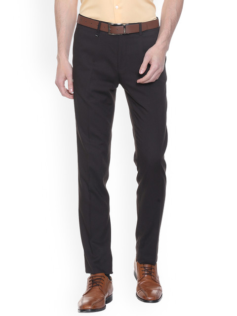 

Van Heusen Men Black Slim Fit Solid Formal Trousers