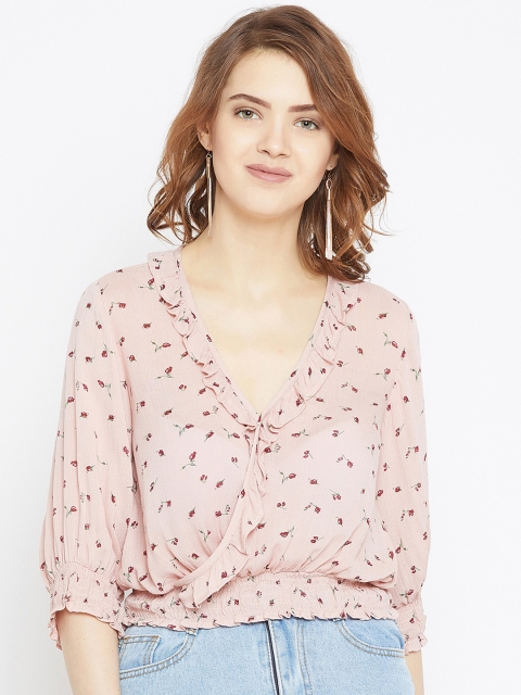 

Zastraa Women Pink Printed Blouson Top