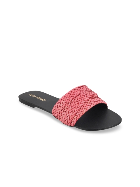 

SOLE HEAD Women Red Woven Design Open Toe Flats