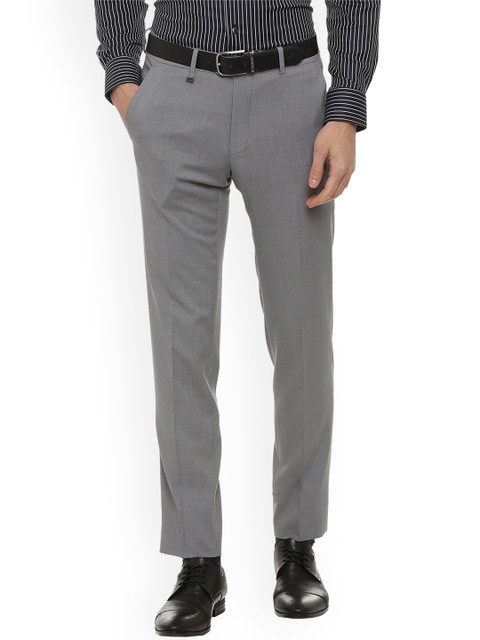 

Van Heusen Men Grey Slim Fit Solid Formal Trousers