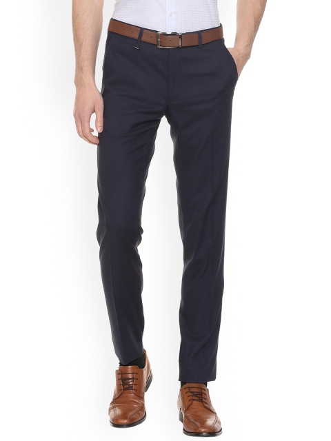 

Van Heusen Men Navy Blue Slim Fit Solid Formal Trousers