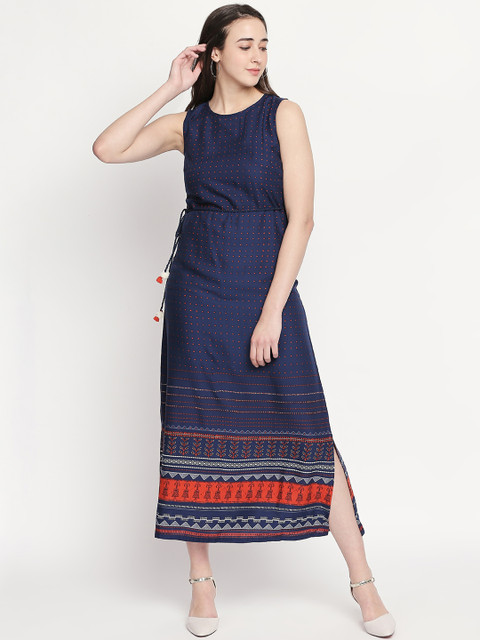 

AKKRITI BY PANTALOONS Women Blue Printed Maxi Dress