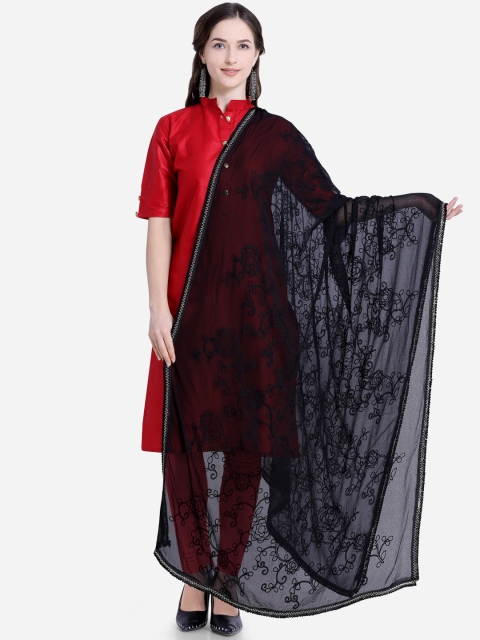 

Satrani Women Black Embroidered Dupatta