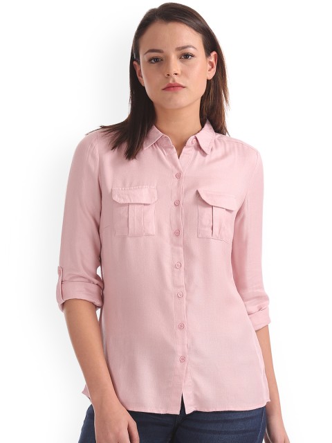 

Flying Machine Women Pink Regular Fit Solid Casual Shirt