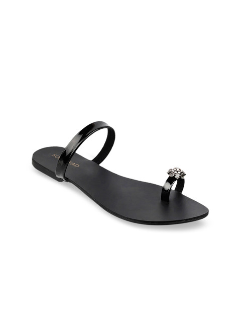 

SOLE HEAD Women Black Solid One Toe Flats