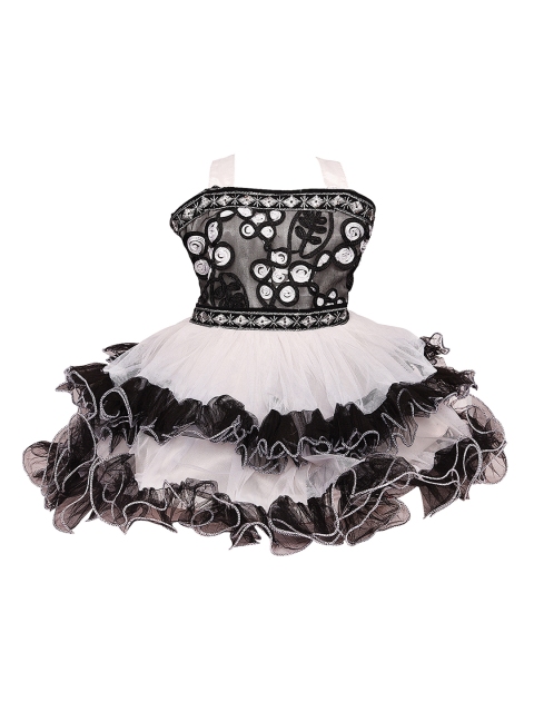 

Wish Karo Girls Black Self Design Fit and Flare Dress