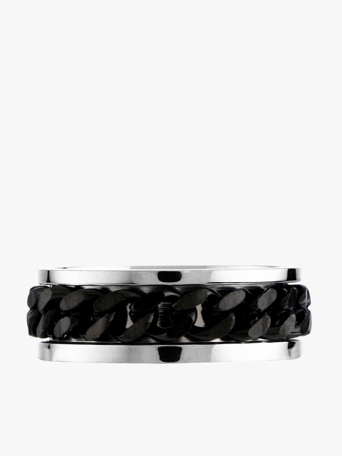 

Peora Men Silver-Toned & Black Coil Ring
