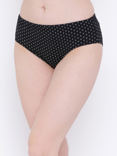 Clovia Women Black Printed Mid-Rise Hipster Briefs PN3076P13XL
