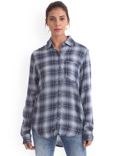

Aeropostale Women Grey & Black Regular Fit Checked Casual Shirt