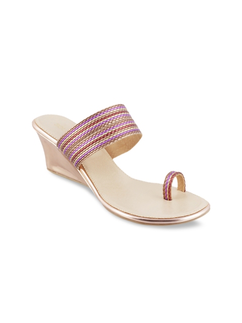 

SOLE HEAD Women Gold-Toned Woven Design Sandals