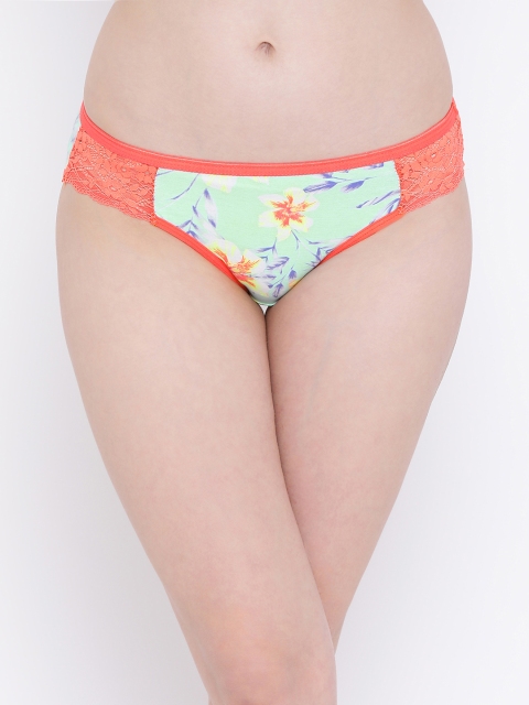 

Clovia Women Green & Orange Printed Bikini Briefs PN3085P11XL