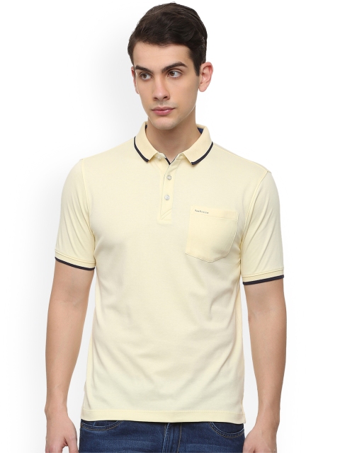 

Van Heusen Men Yellow Solid Polo Collar Pure Cotton T-shirt