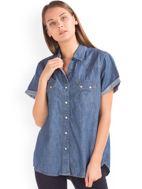 

GAP Women Blue Regular Fit Shirt