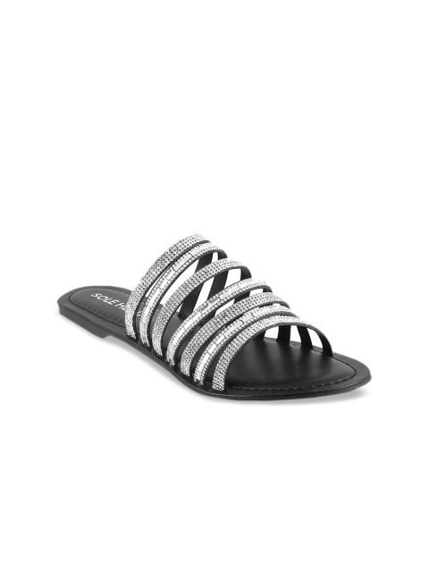 

SOLE HEAD Women Silver-Toned Solid Open Toe Flats