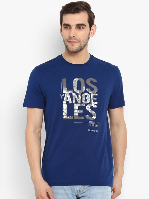 

Red Tape Men Navy Blue Printed Round Neck T-shirt
