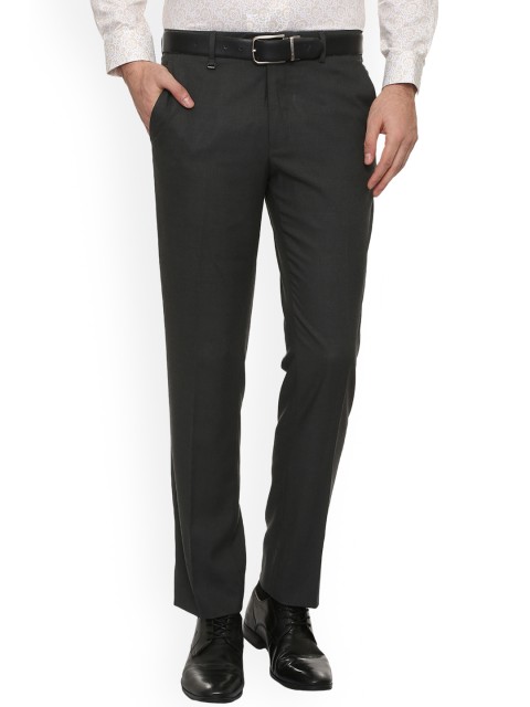

Van Heusen Men Black Slim Fit Solid Formal Trousers