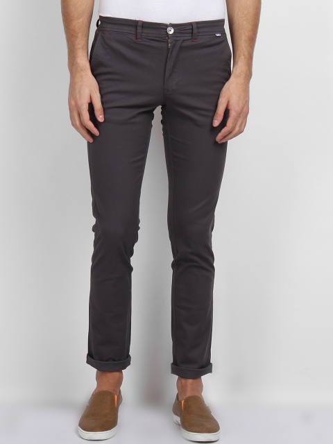 

LA LOFT Men Charcoal Regular Fit Solid Chinos
