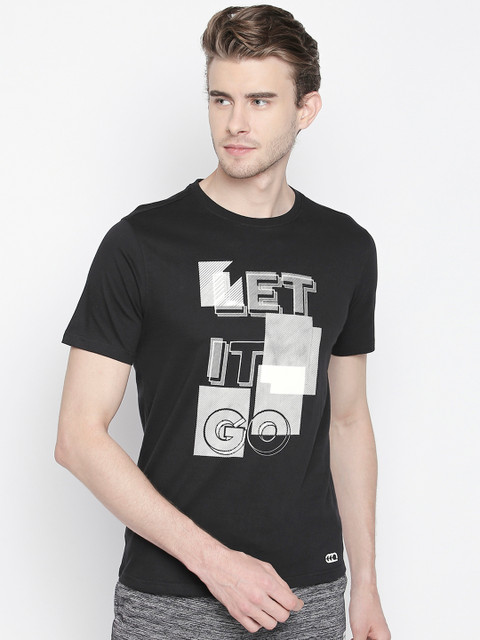 

Ajile by Pantaloons Men Black Printed Round Neck Slim Fit T-shirt