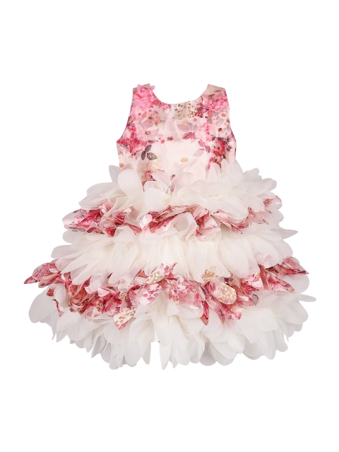 

Wish Karo Girls Pink Self Design Fit and Flare Dress