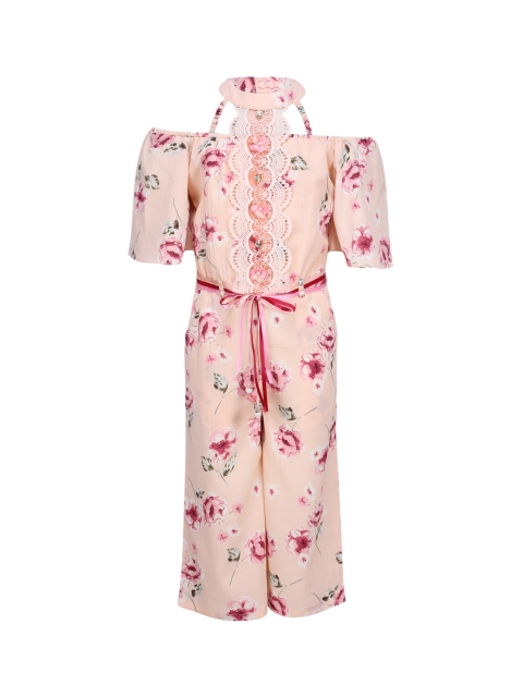 

CUTECUMBER Peach-Coloured Printed Culotte Jumpsuit