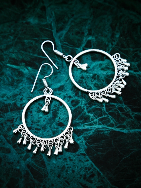 

ZeroKaata Silver-Toned Classic Drop Earrings