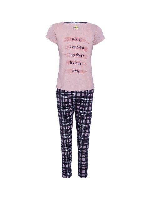 

Punkster Girls Pink & Blue Printed Night suit