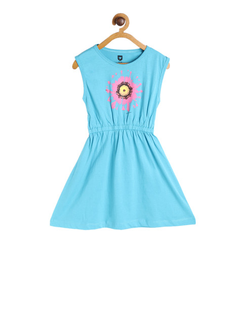 

612 league Girls Blue Printed Blouson Dress