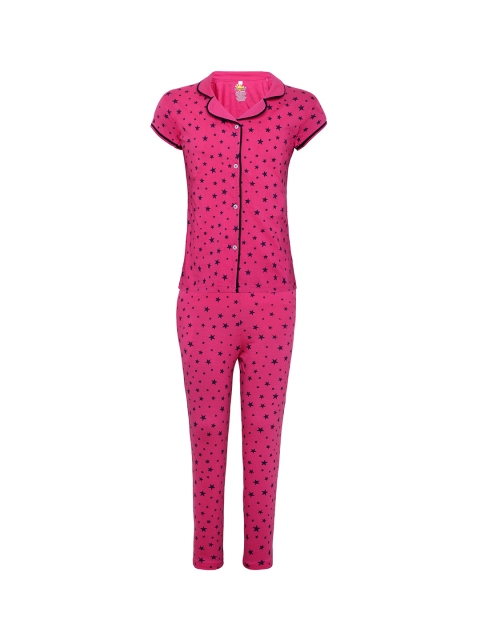 Punkster Girls Pink Printed Night suit