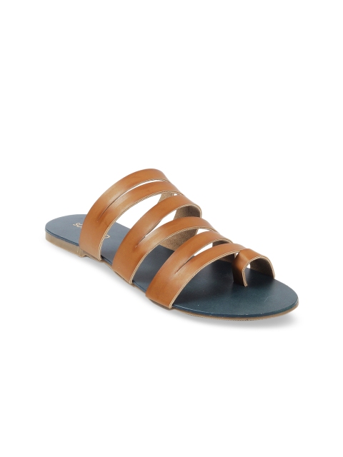 

SOLE HEAD Women Tan Brown Solid One Toe Flats