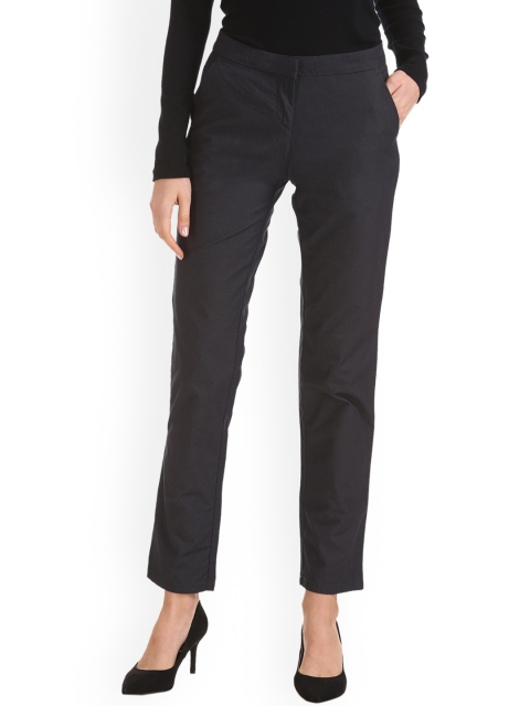 

U.S. Polo Assn. Women Black Regular Fit Solid Cigarette Trousers