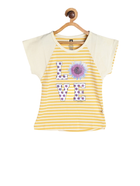 

612 league Girls Yellow Striped Top