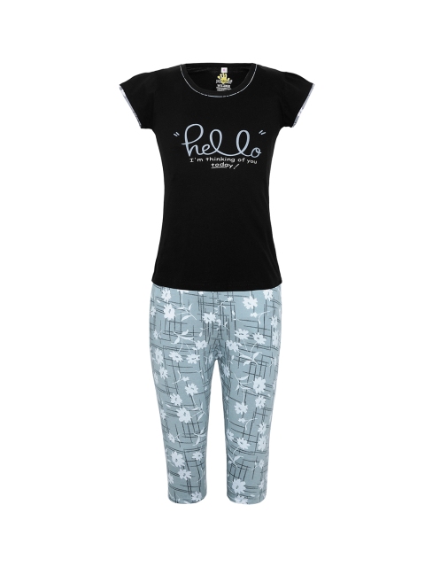 Punkster Girls Black & Green Printed Night suit