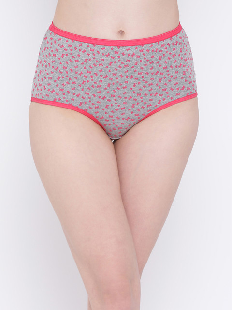 

Clovia Women Grey & Pink Hipster Briefs PN3060P14XL