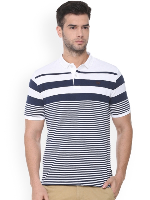 

Van Heusen Sport Men Blue & White Striped Polo Collar T-shirt
