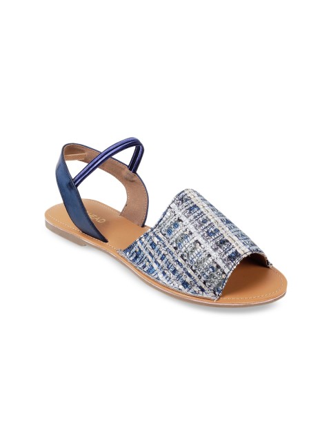 

SOLE HEAD Women Blue Woven Design Open Toe Flats