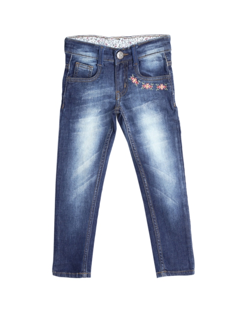 

612 league Girls Blue Regular Fit High-Rise Clean Look Jeans