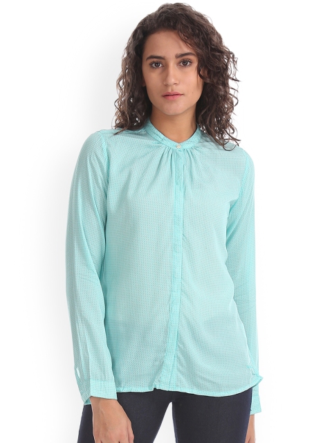 

U.S. Polo Assn. Women Sea Green Regular Fit Printed Casual Shirt
