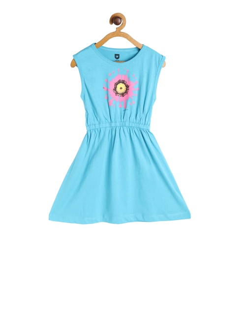 

612 league Girls Blue Printed Blouson Dress