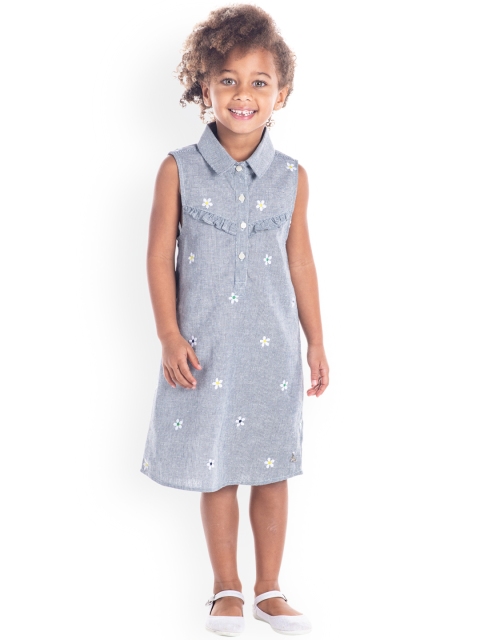 

Cherry Crumble Girls Grey Printed Shirt Dress