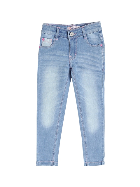

612 league Girls Blue Regular Fit High-Rise Clean Look Jeans