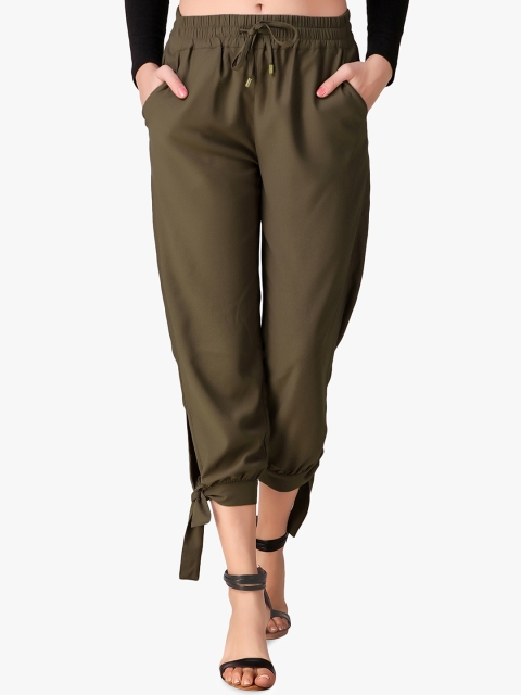 

Texco Women Olive Green Regular Fit Solid Culottes