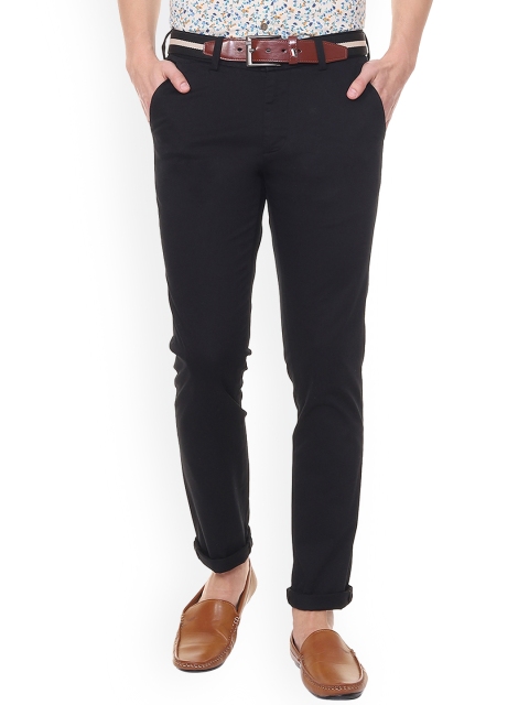 

People Men Black Slim Fit Solid Regular Trousers